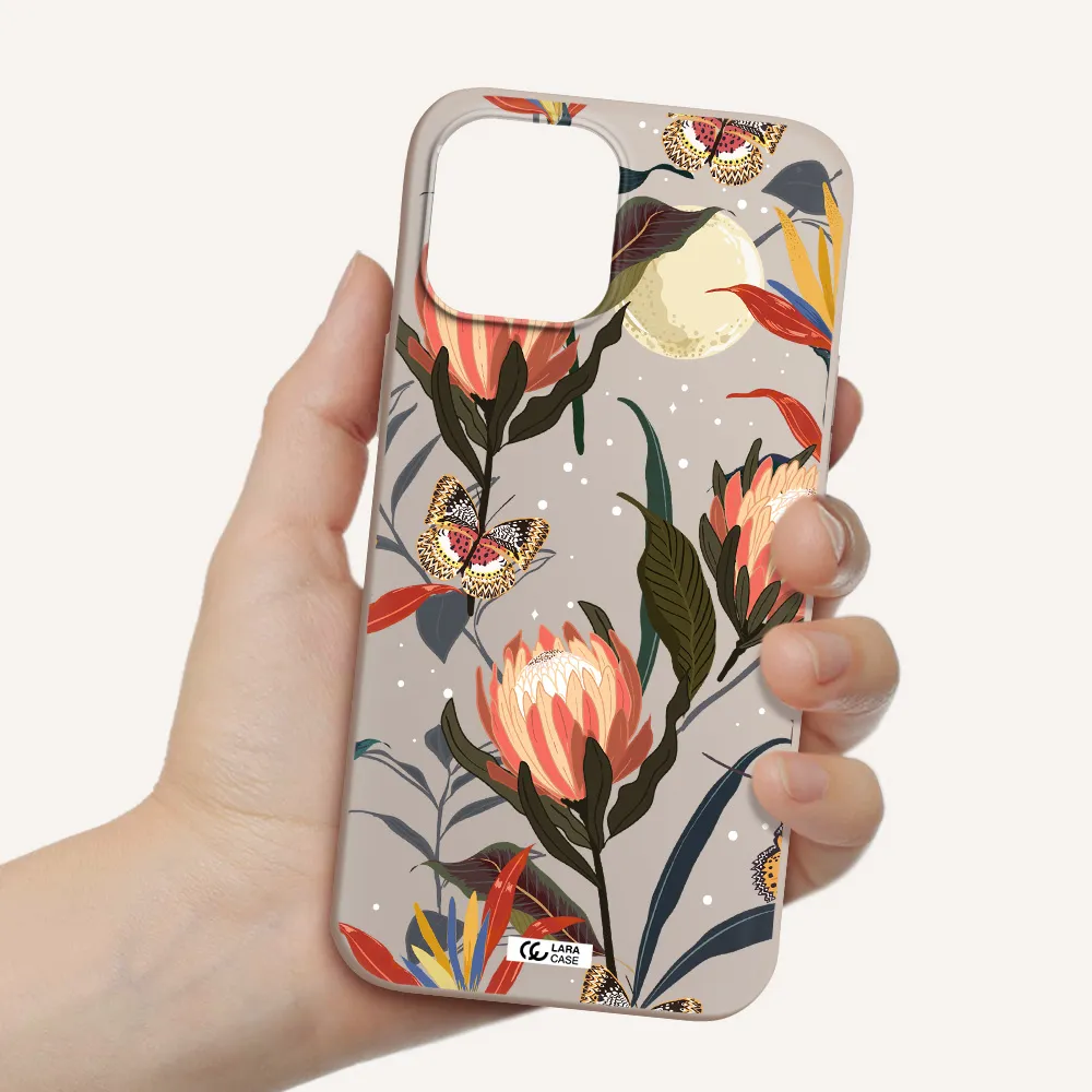 Moon Butterfly Flower Apple iPhone 12 pro max Silicone Stone Case