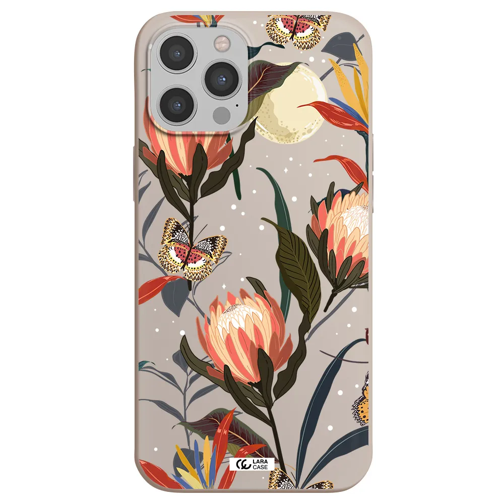 Moon Butterfly Flower Apple iPhone 12 pro Silicone Stone Case