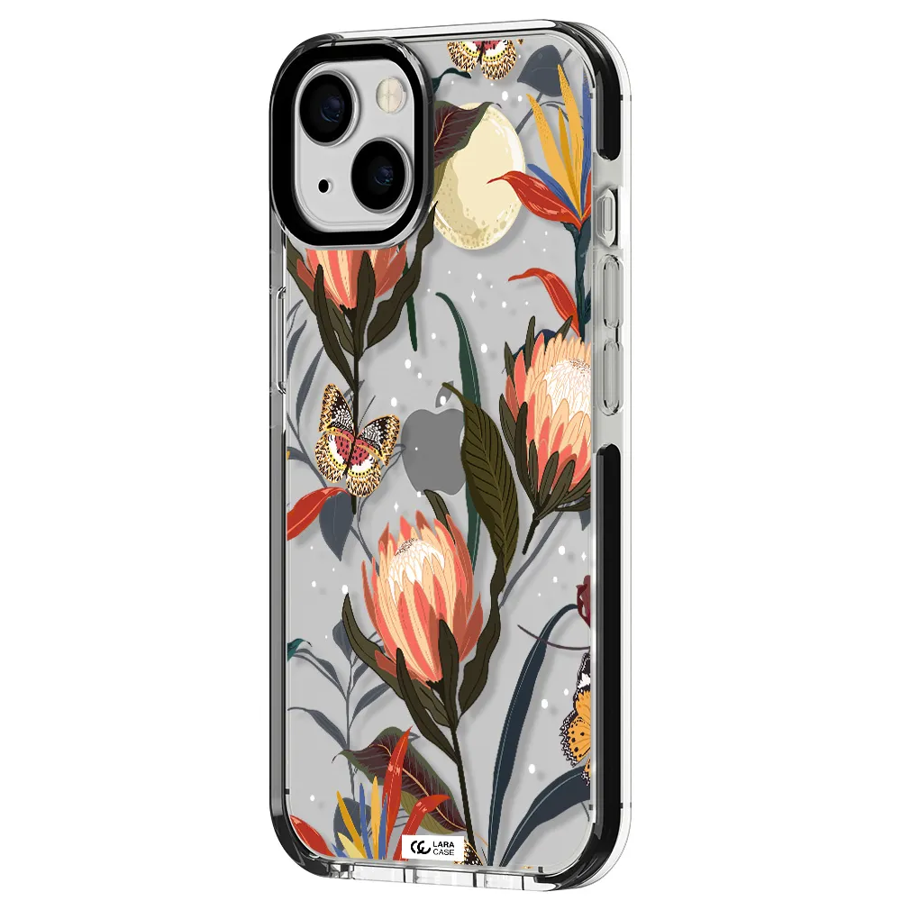 Moon Butterfly Flower Apple iPhone 13 impact black border Case