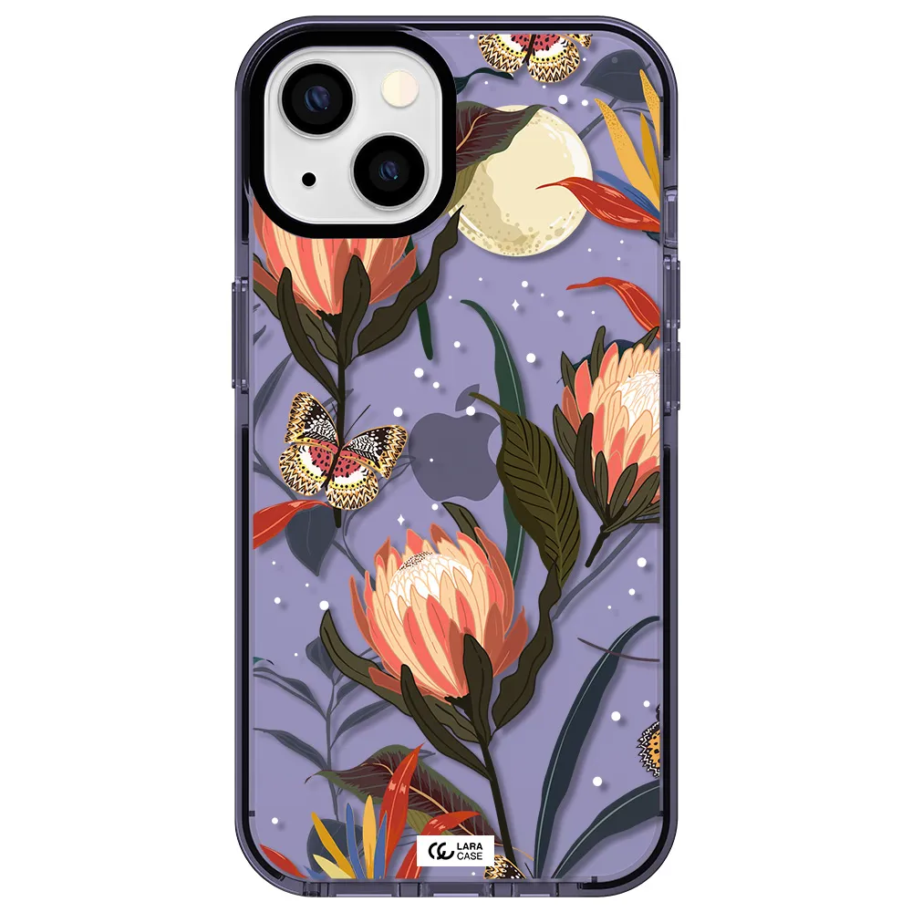 Moon Butterfly Flower Apple iPhone 13 impact Lilac Case