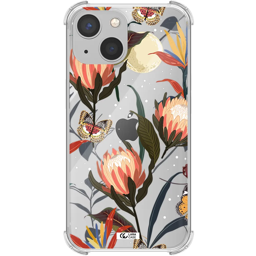 Moon Butterfly Flower Apple iPhone 13 mini Clear PC Case