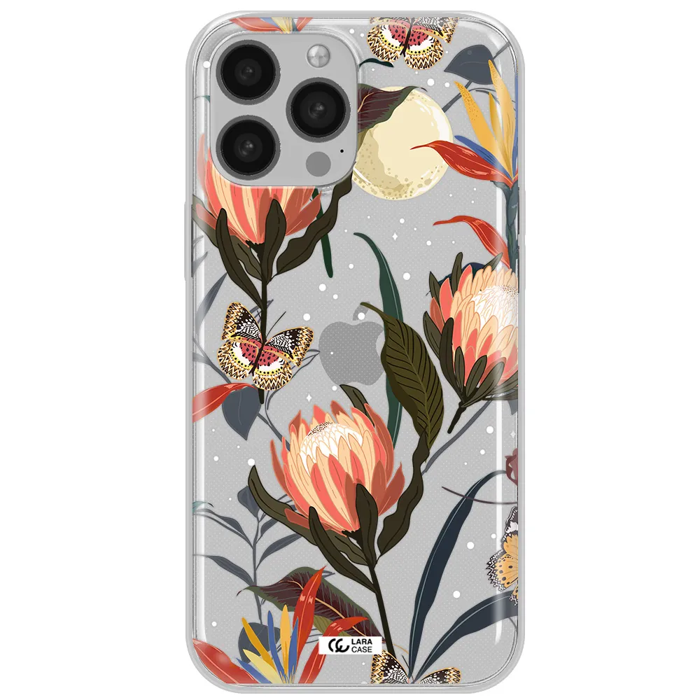 Moon Butterfly Flower Apple iPhone 13 Pro Clear TPU Case