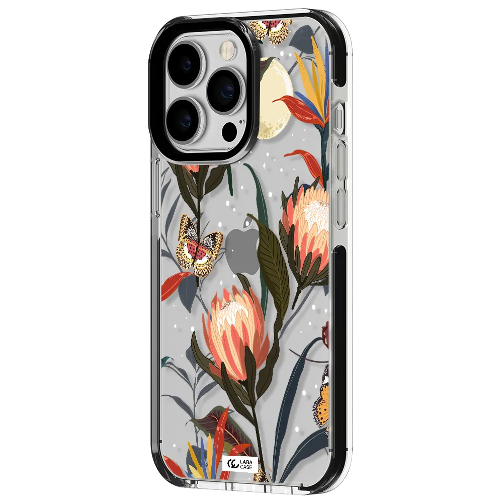 Moon Butterfly Flower Apple iPhone 13 Pro impact black border Case
