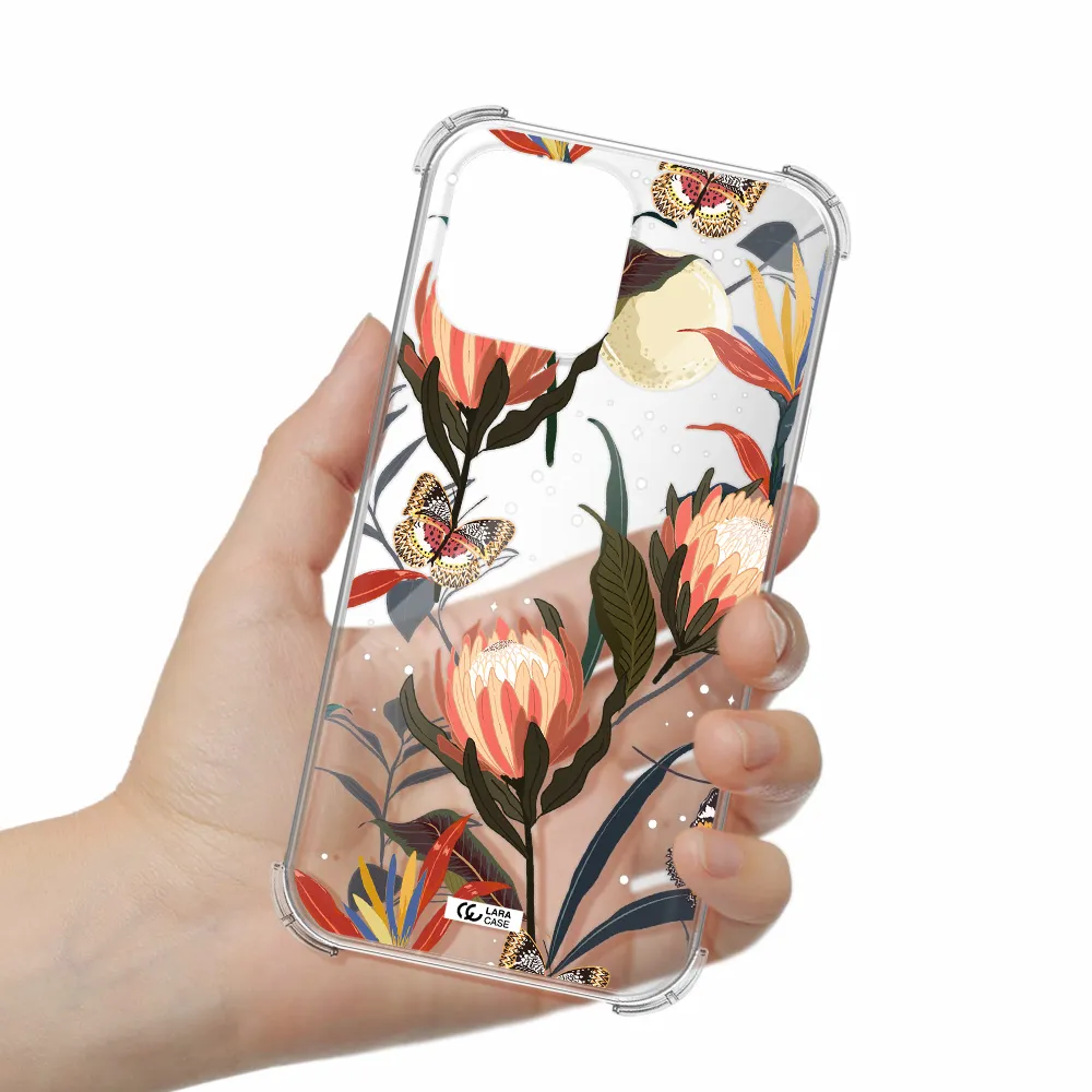 Moon Butterfly Flower Apple iPhone 13 Pro Max Clear PC Case