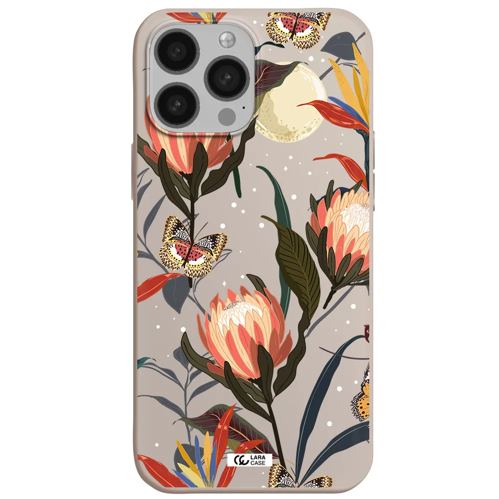 Moon Butterfly Flower Apple iPhone 13 Pro Max Silicone Stone Case