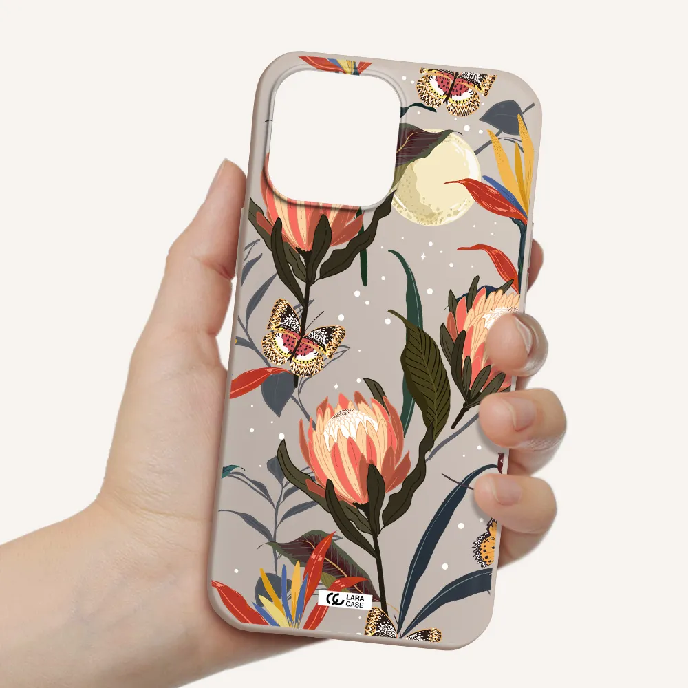 Moon Butterfly Flower Apple iPhone 13 Pro Max Silicone Stone Case