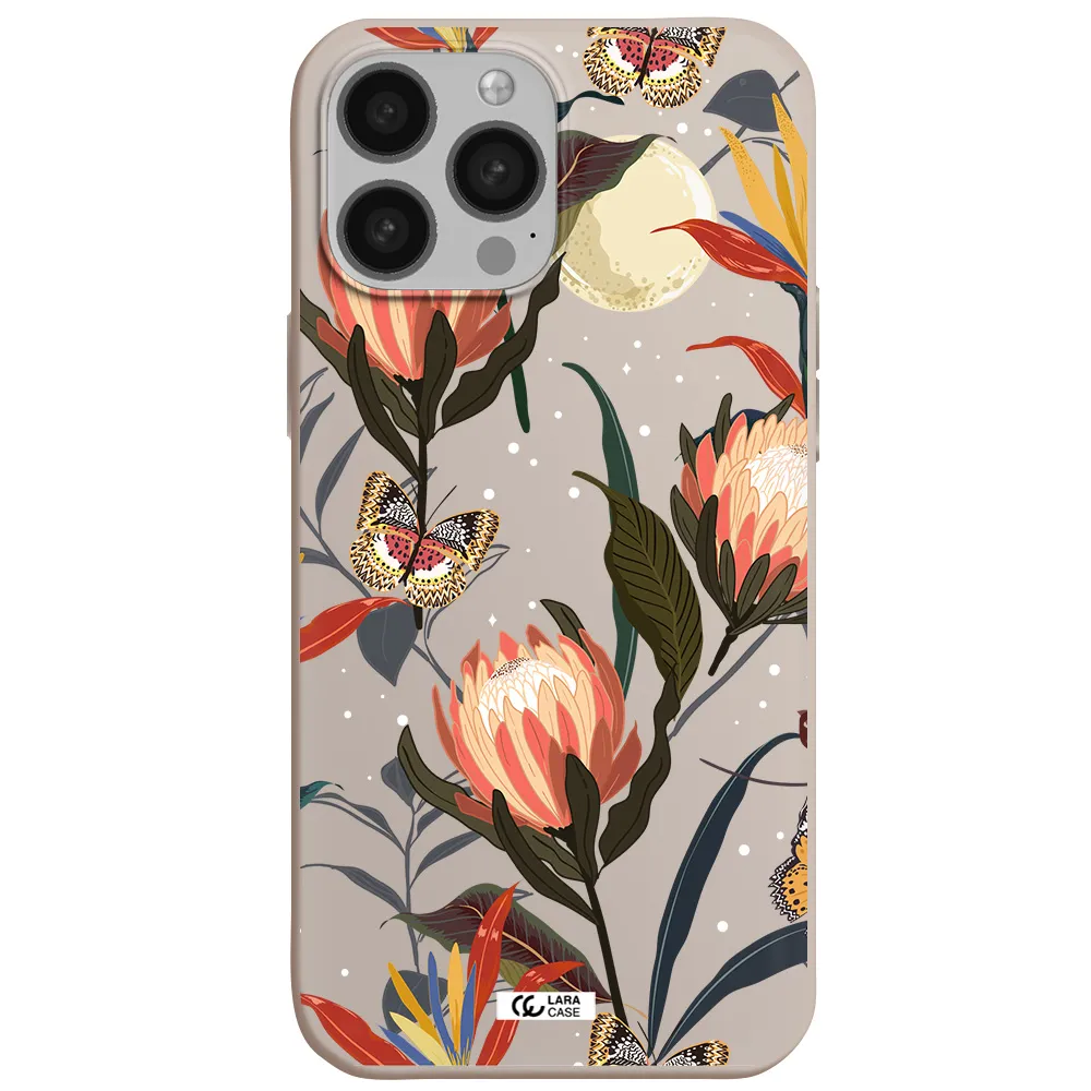 Moon Butterfly Flower Apple iPhone 13 Pro Silicone Stone Case