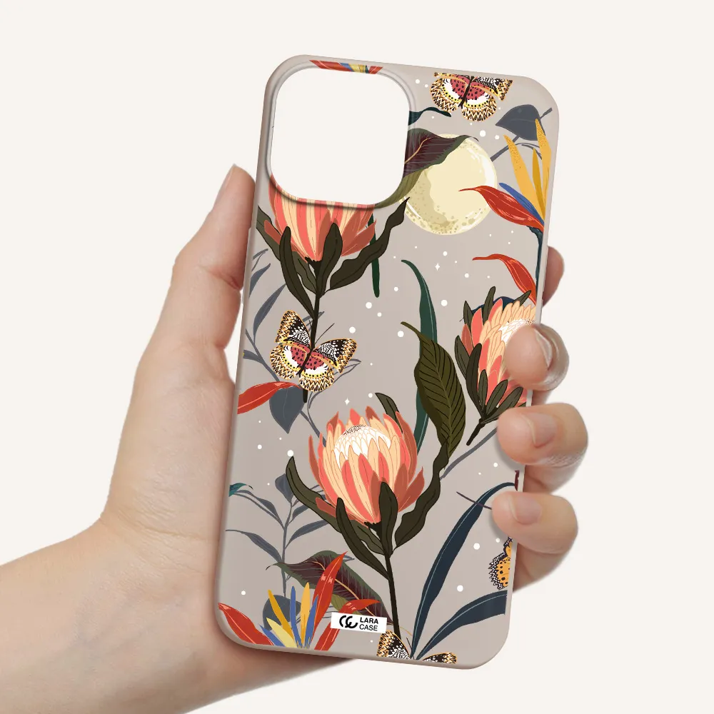 Moon Butterfly Flower Apple iPhone 13 Silicone Stone Case