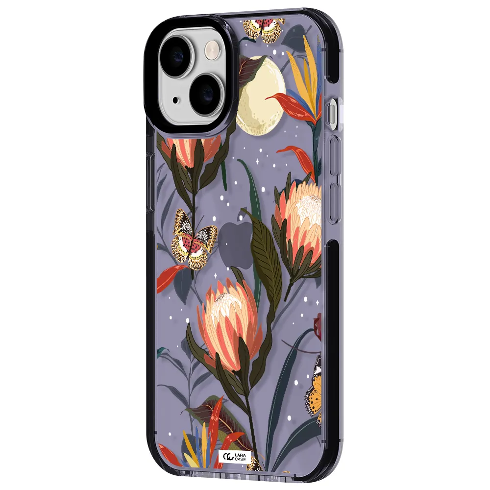 Moon Butterfly Flower Apple iPhone 14 impact Lilac Case