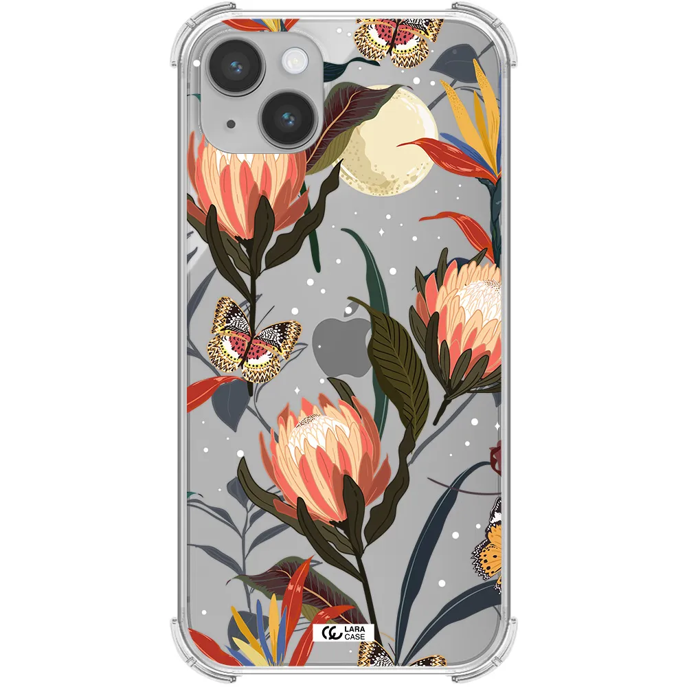 Moon Butterfly Flower Apple iPhone 14 plus Clear PC Case