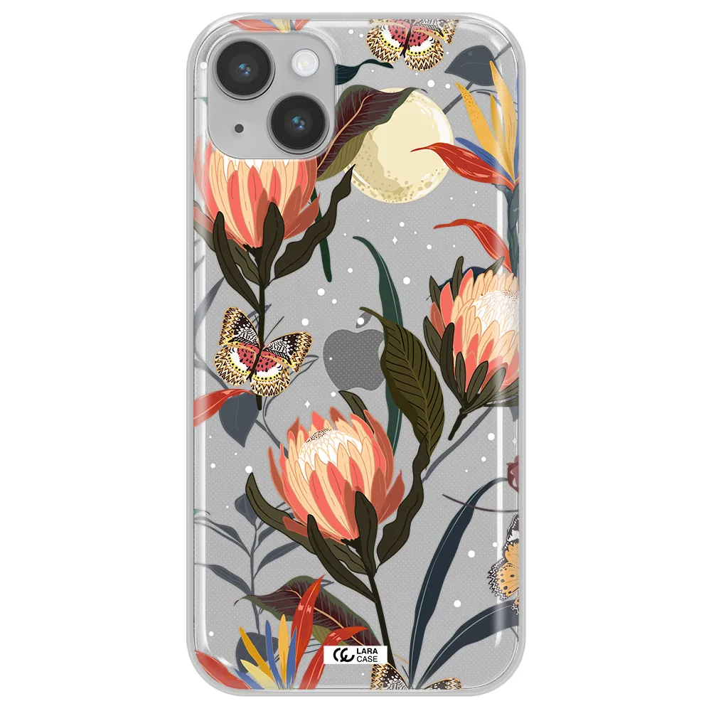 Moon Butterfly Flower Apple iPhone 14 plus Clear TPU Case