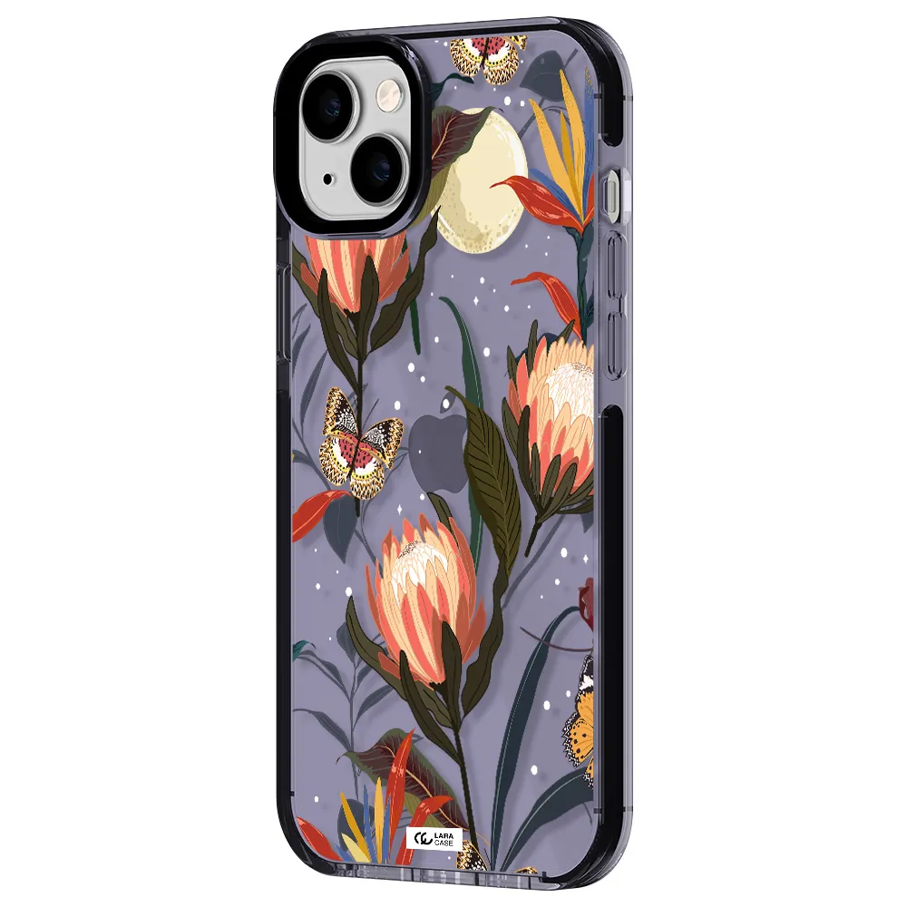 Moon Butterfly Flower Apple iPhone 14 plus impact Lilac Case