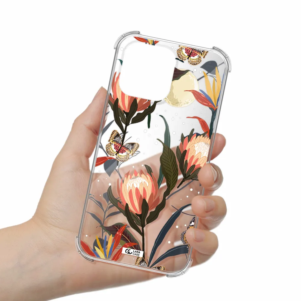Moon Butterfly Flower Apple iPhone 14 pro Clear PC Case
