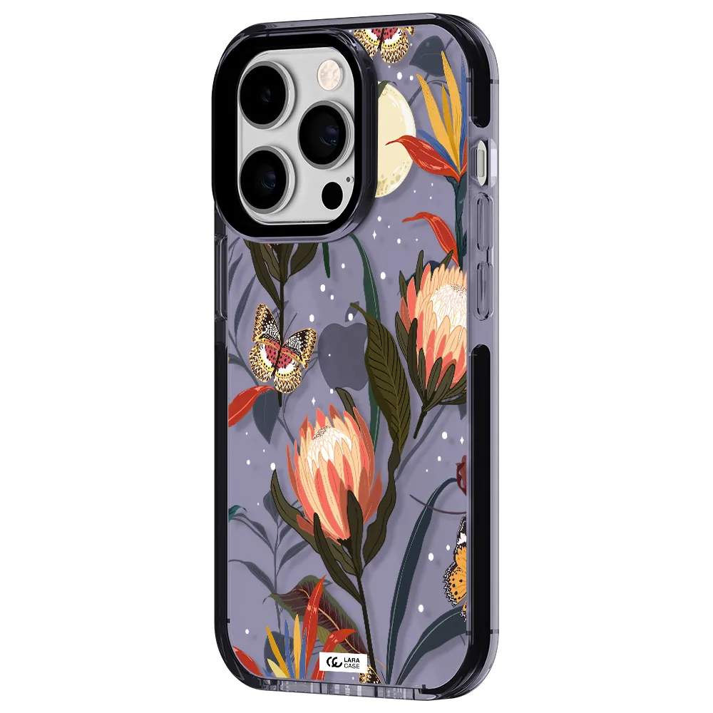 Moon Butterfly Flower Apple iPhone 14 pro impact Lilac Case