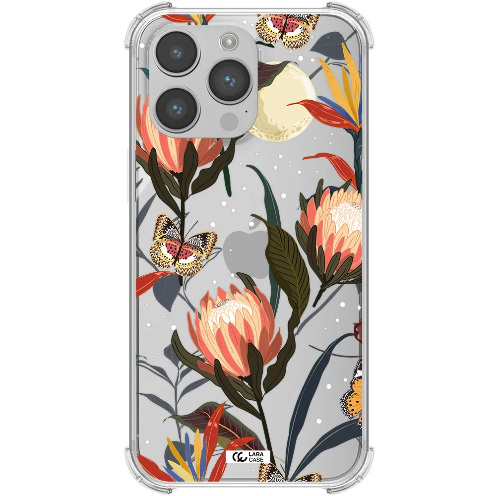 Moon Butterfly Flower Apple iPhone 14 pro max Clear PC Case