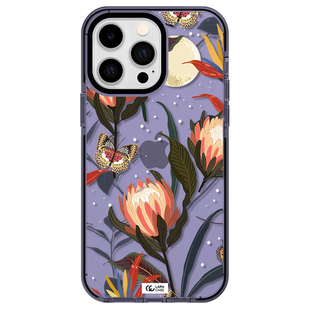 Moon Butterfly Flower Apple iPhone 14 pro max impact Lilac Case