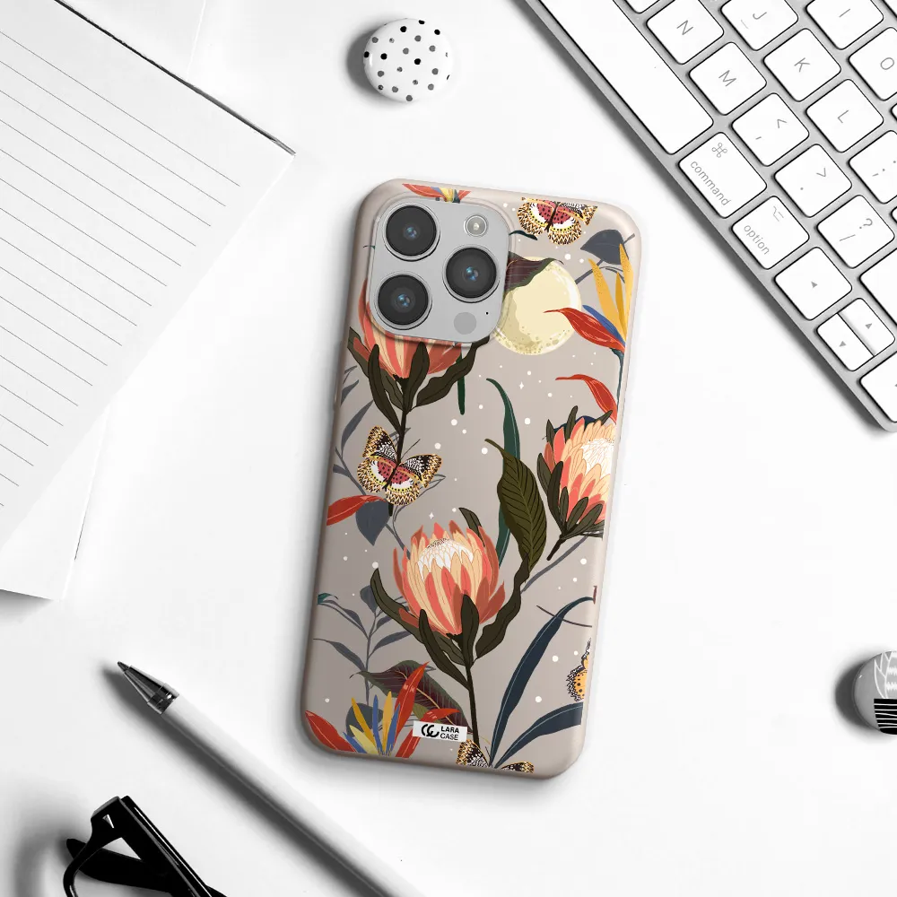 Moon Butterfly Flower Apple iPhone 14 pro max Silicone Stone Case
