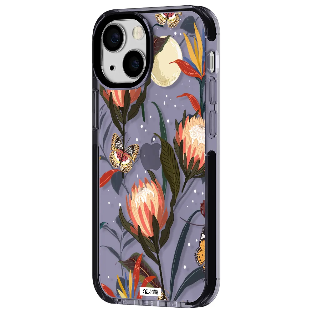 Moon Butterfly Flower Apple iPhone 15 impact Lilac Case