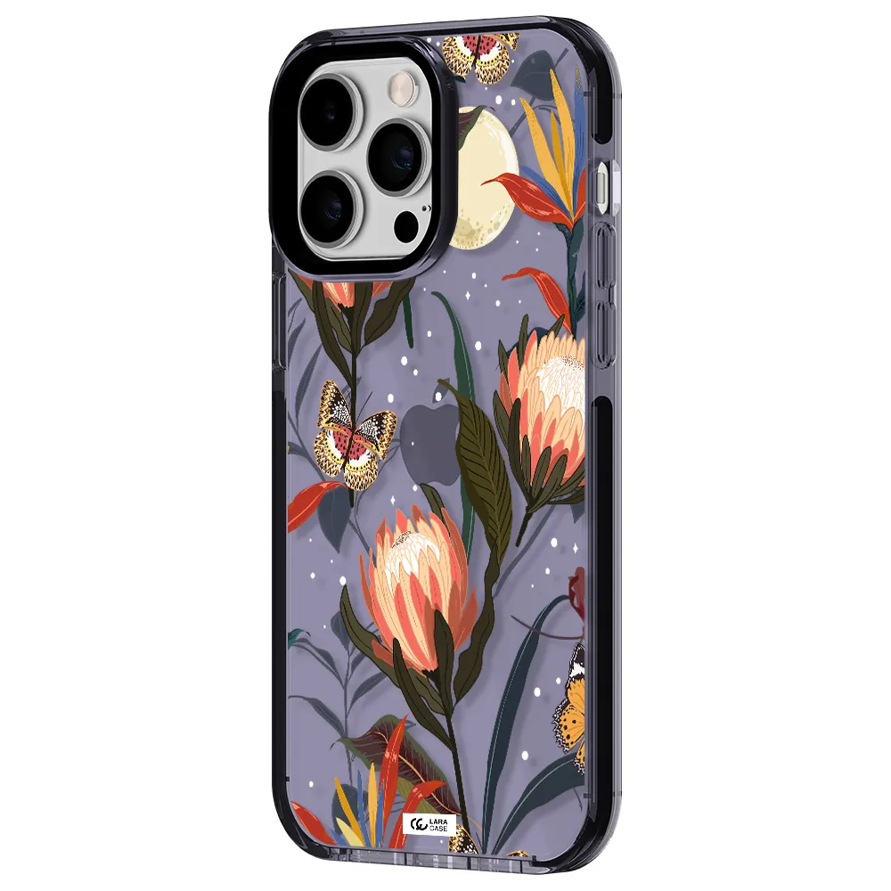 Moon Butterfly Flower Apple iPhone 15 Pro impact Lilac Case