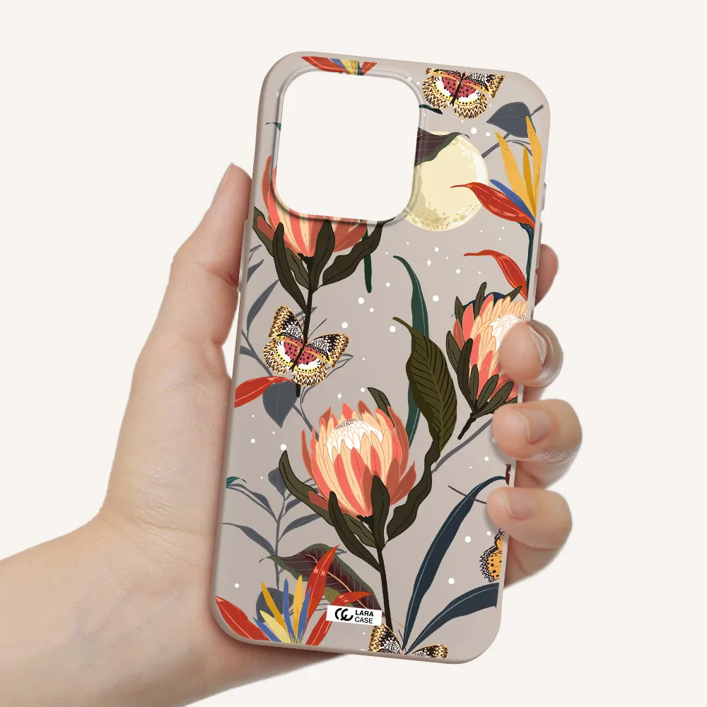 Moon Butterfly Flower Apple Iphone 15 Pro max Silicone Stone Case