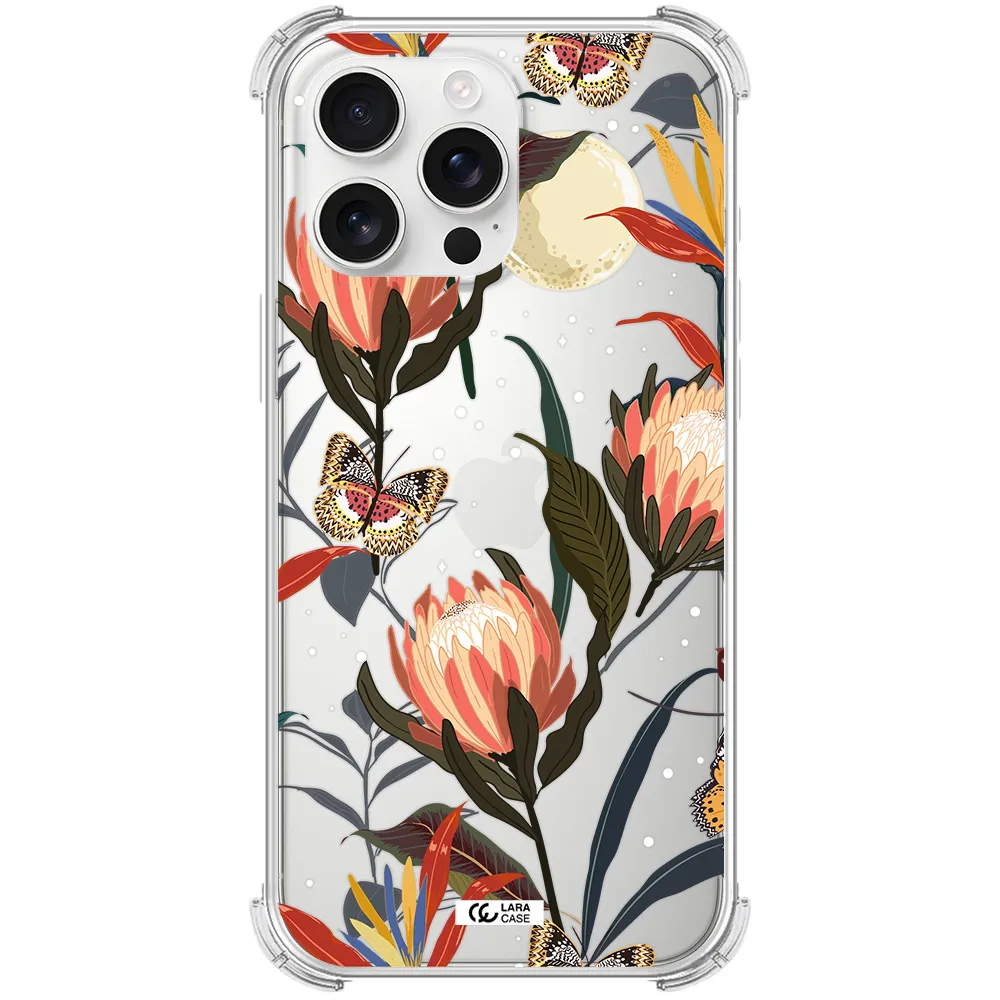 Moon Butterfly Flower Apple Iphone 16 Pro Max Clear Pc Case
