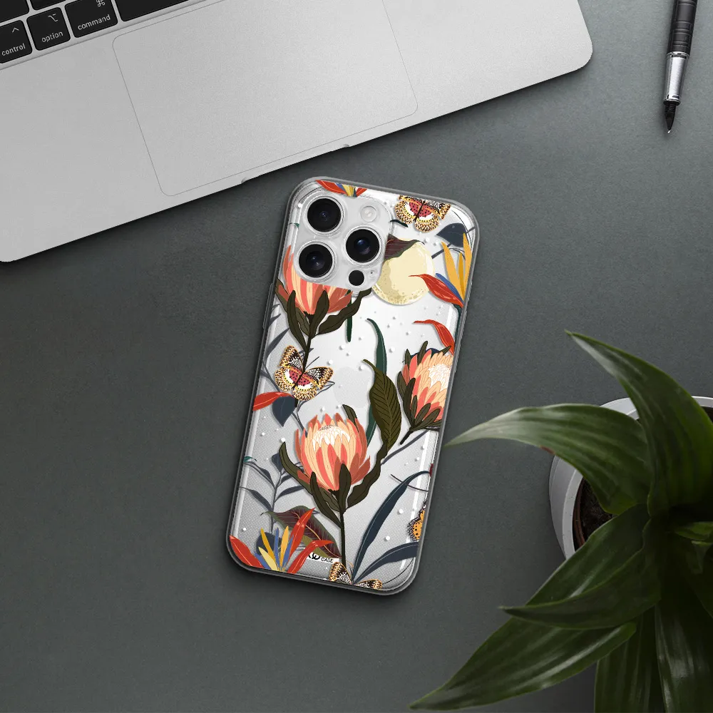 Moon Butterfly Flower Apple Iphone 16 Pro Max Clear Tpu Case