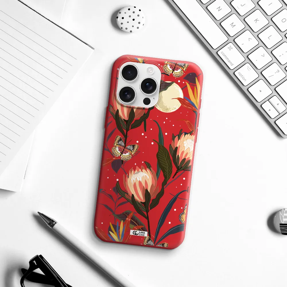 Moon Butterfly Flower Apple Iphone 16 Pro Max Silicone Stone Case