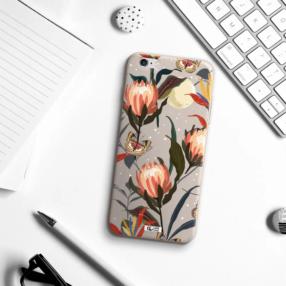 Moon Butterfly Flower Apple iPhone 6 plus Silicone Stone Case