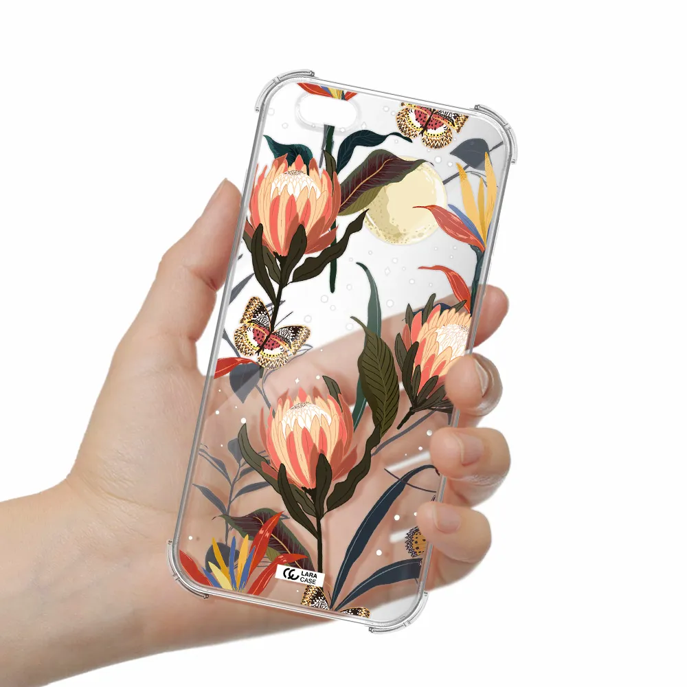 Moon Butterfly Flower Apple iPhone 6 s plus Clear PC Case