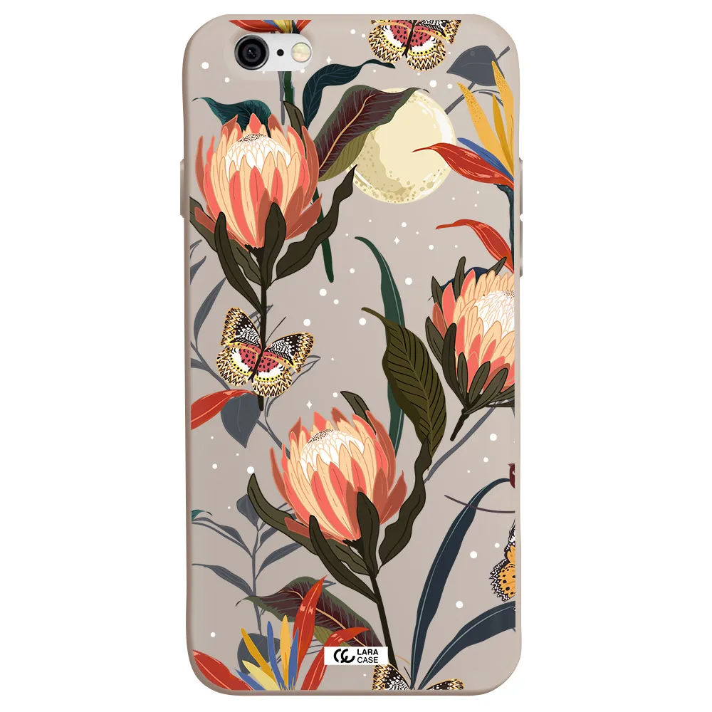 Moon Butterfly Flower Apple iPhone 6 Silicone Stone Case