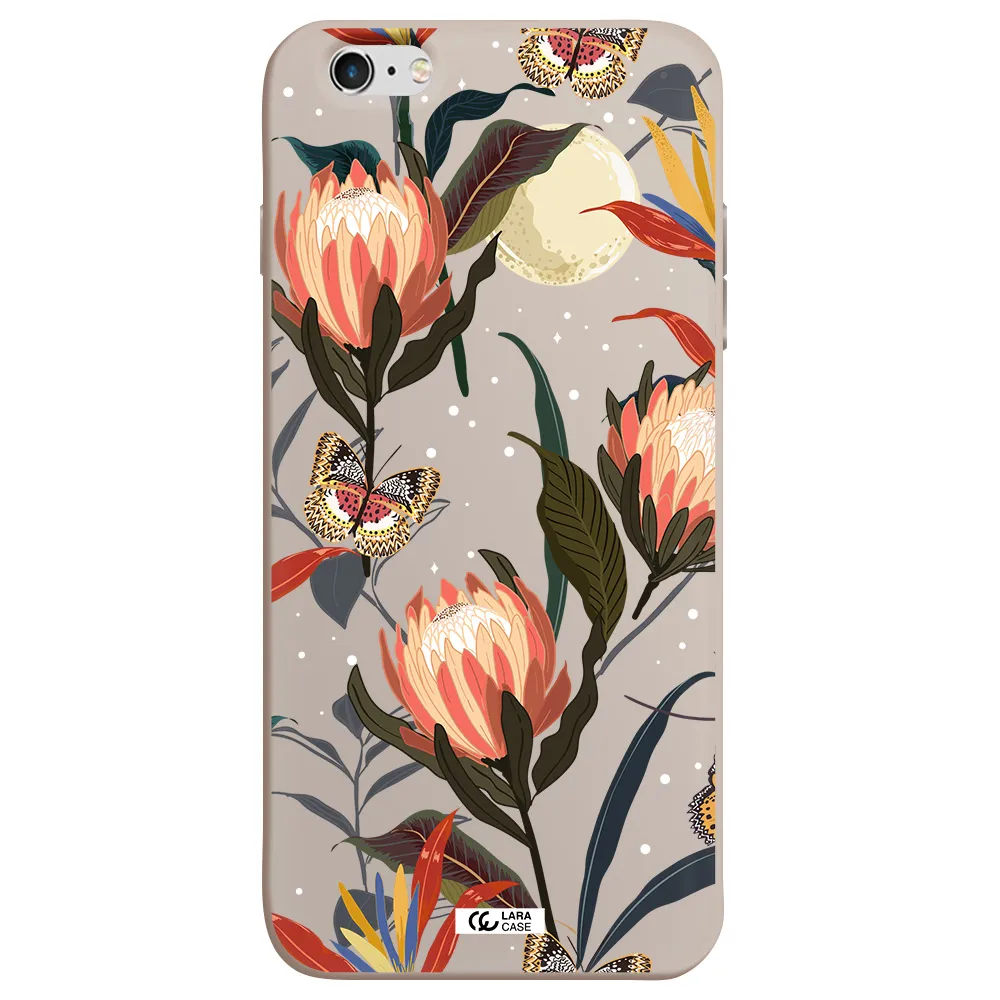 Moon Butterfly Flower Apple iPhone 6S Silicone Stone Case