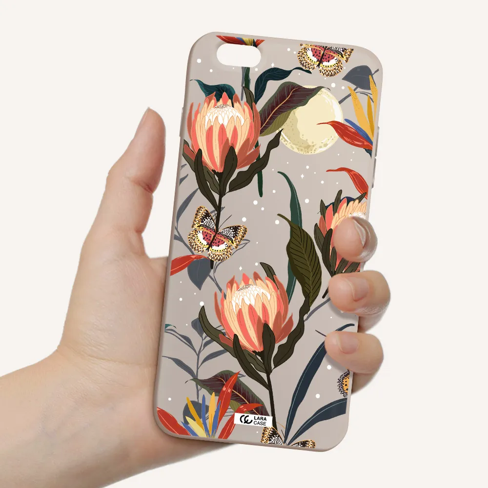 Moon Butterfly Flower Apple iPhone 6S Silicone Stone Case