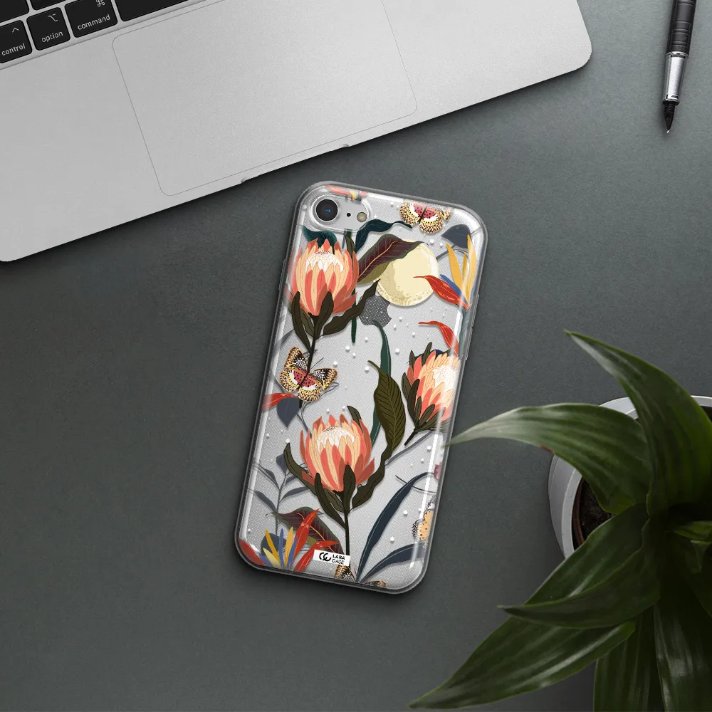 Moon Butterfly Flower Apple iPhone 7 Clear TPU Case