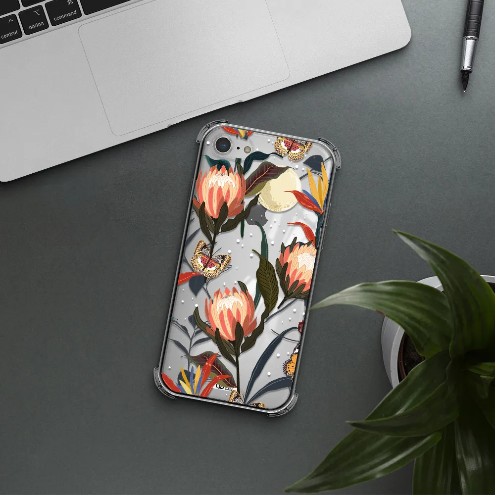 Moon Butterfly Flower Apple iPhone 8 Clear PC Case