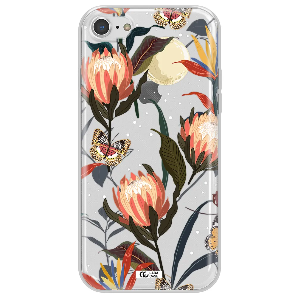 Moon Butterfly Flower Apple iPhone 8 Clear TPU Case