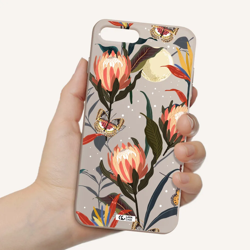 Moon Butterfly Flower Apple iPhone 8 plus Silicone Stone Case