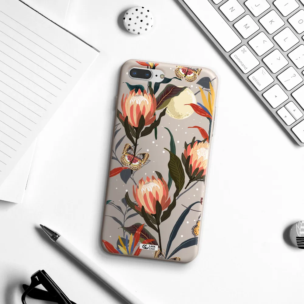 Moon Butterfly Flower Apple iPhone 8 plus Silicone Stone Case