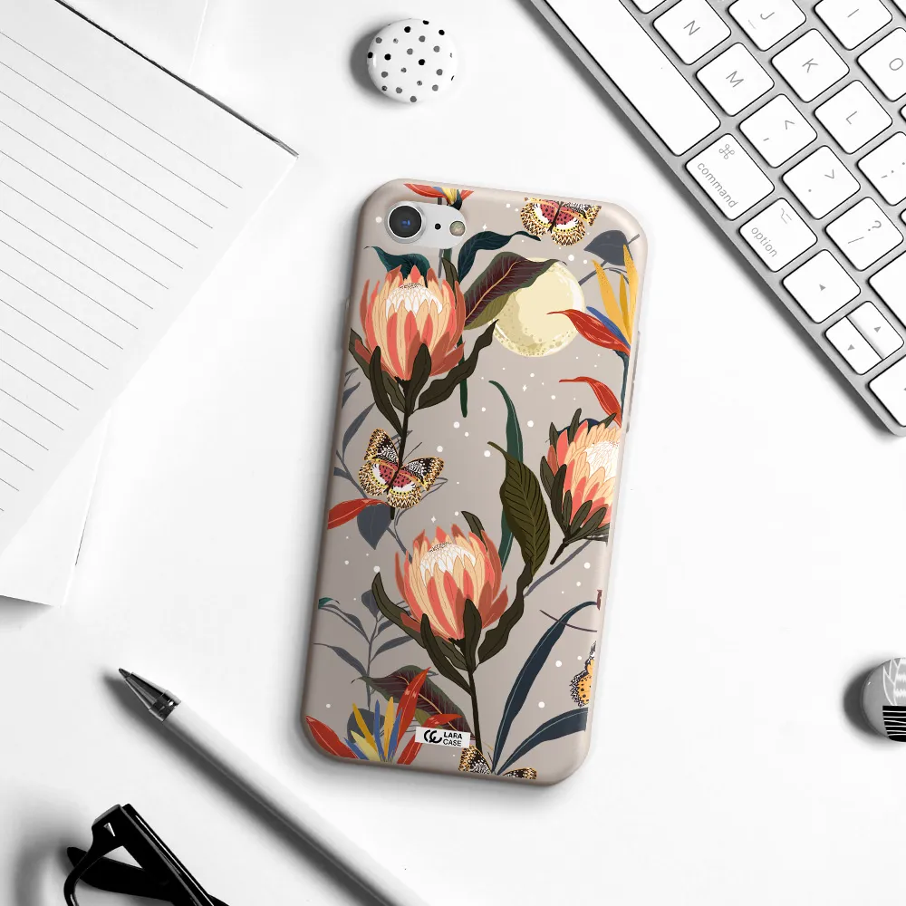 Moon Butterfly Flower Apple iPhone 8 Silicone Stone Case