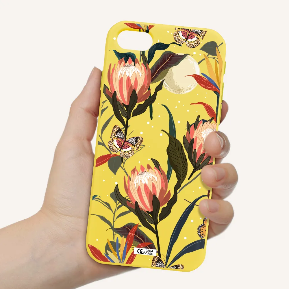 Moon Butterfly Flower Apple iPhone se 2020 Silicone canary yellow Case
