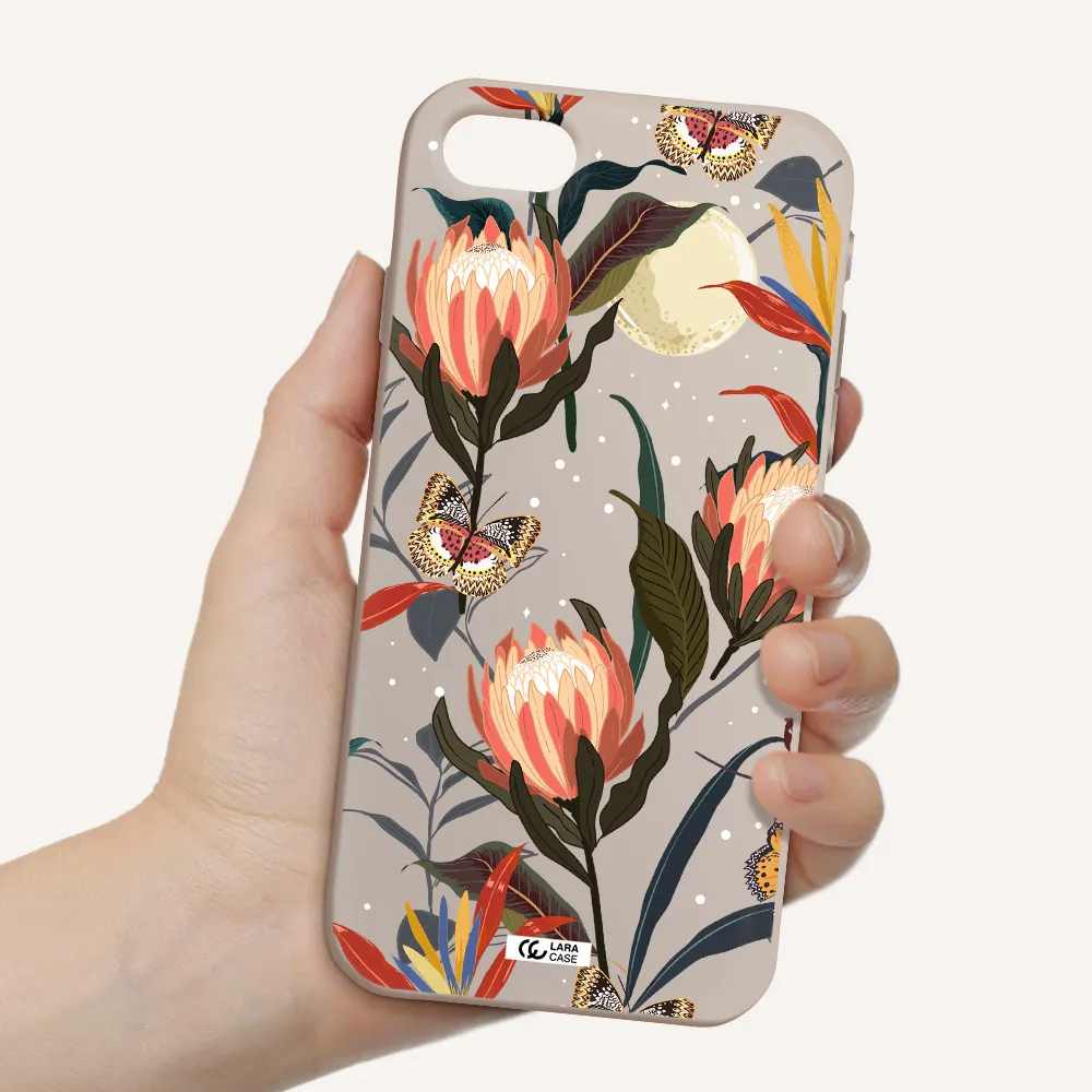 Moon Butterfly Flower Apple iPhone se 2020 Silicone Stone Case