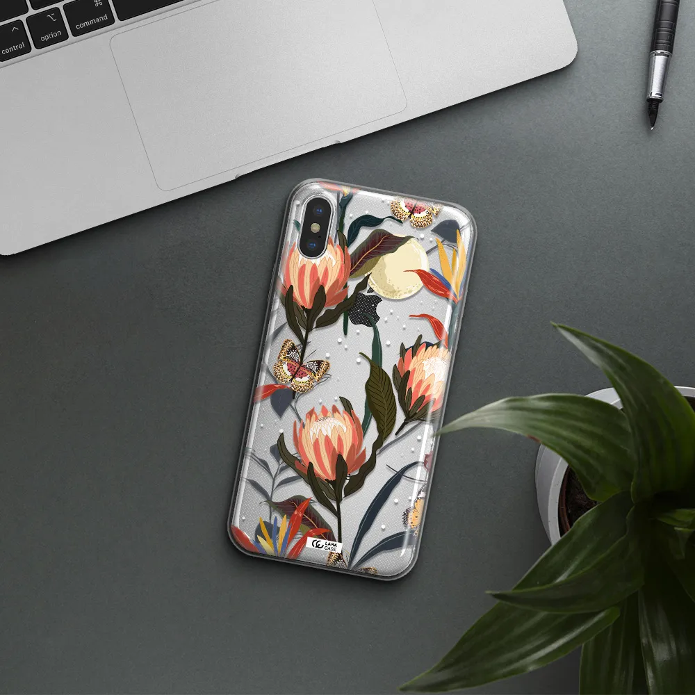 Moon Butterfly Flower Apple iPhone X Clear TPU Case