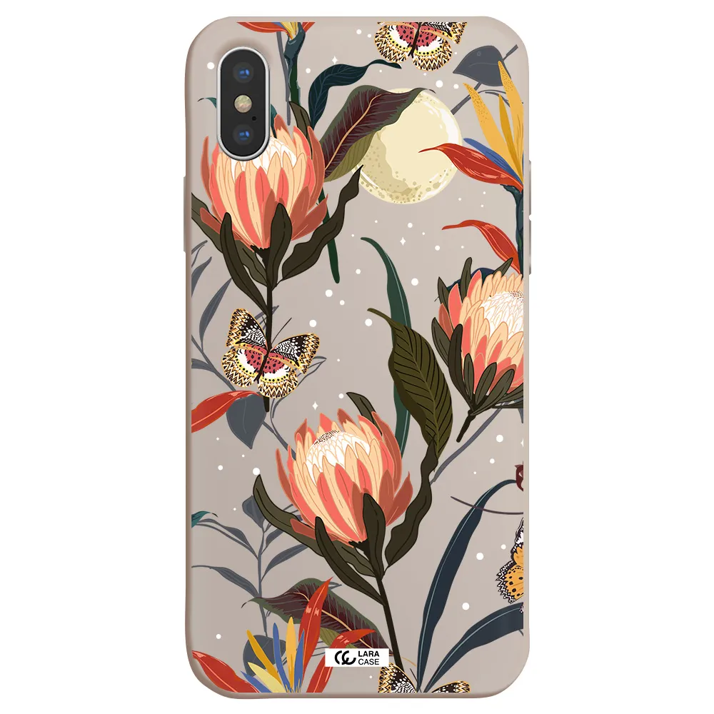 Moon Butterfly Flower Apple iPhone X Silicone Stone Case