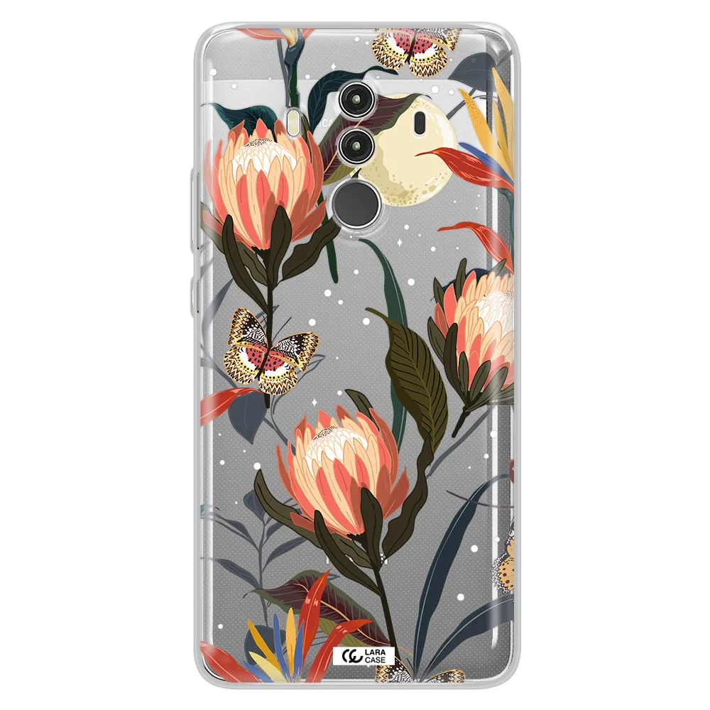 Moon Butterfly Flower Huawei Mate 10 Clear TPU Case