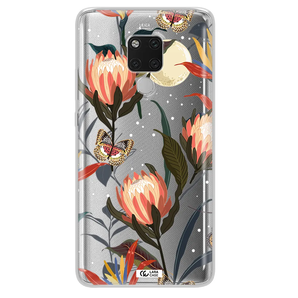 Moon Butterfly Flower Huawei Mate 20X Clear TPU Case
