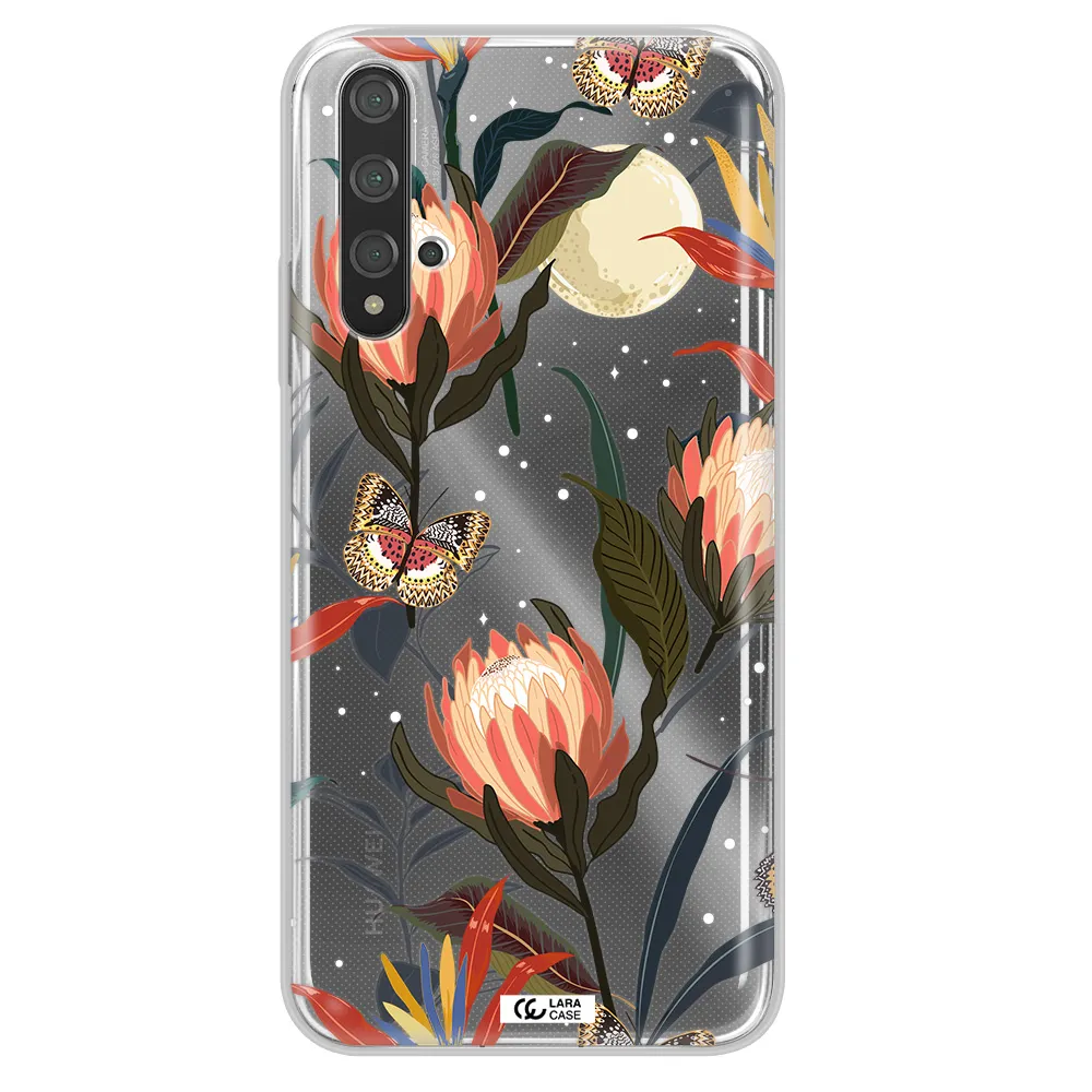 Moon Butterfly Flower Huawei Nova 5t Clear TPU Case