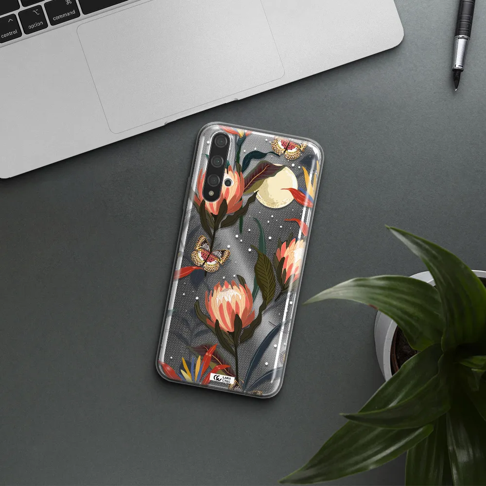 Moon Butterfly Flower Huawei Nova 5t Clear TPU Case