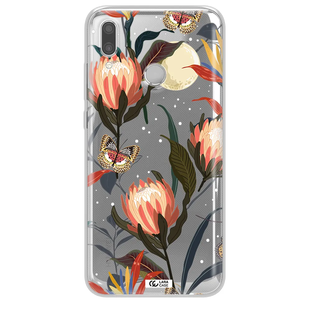 Moon Butterfly Flower Huawei P Smart 2019 Clear TPU Case