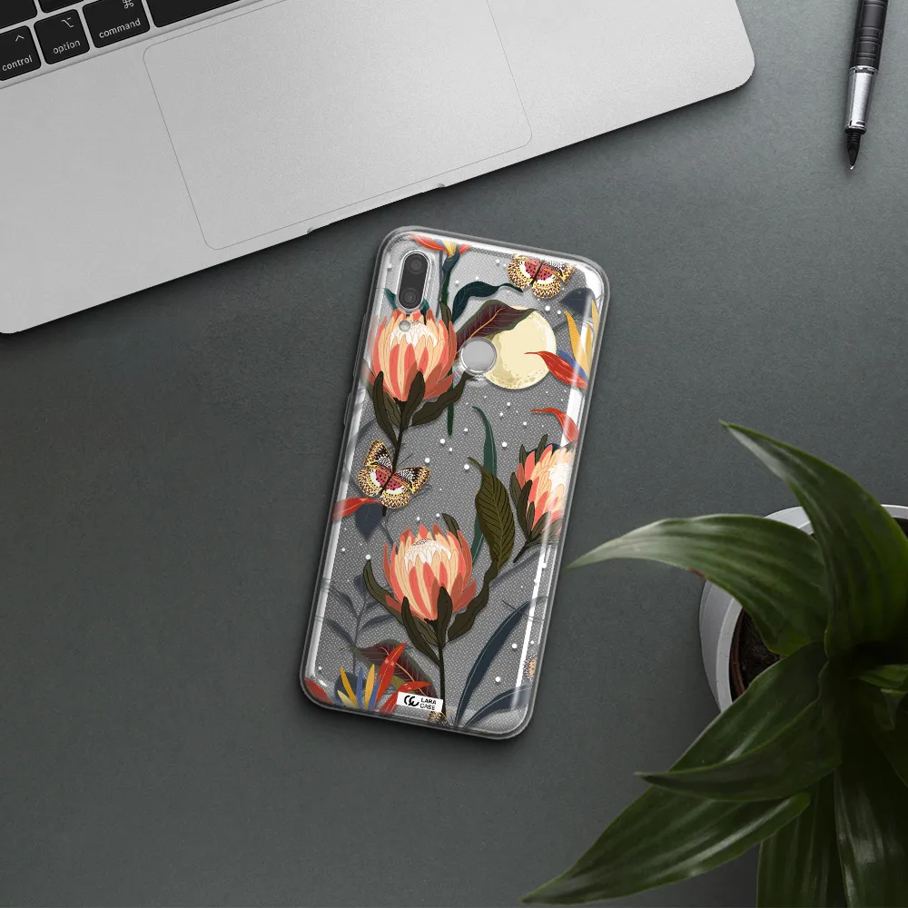 Moon Butterfly Flower Huawei P Smart 2019 Clear TPU Case