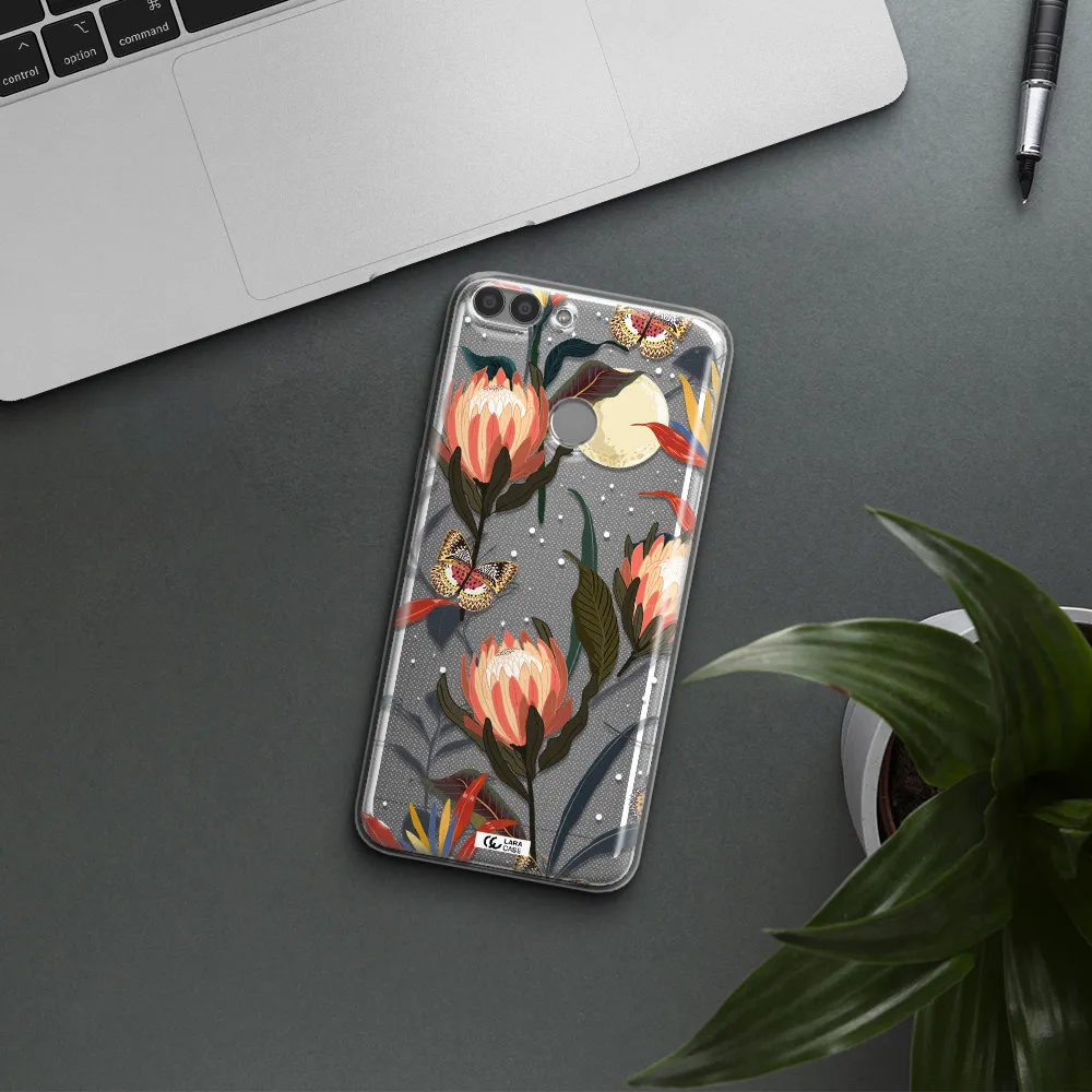 Moon Butterfly Flower Huawei P Smart Clear TPU Case