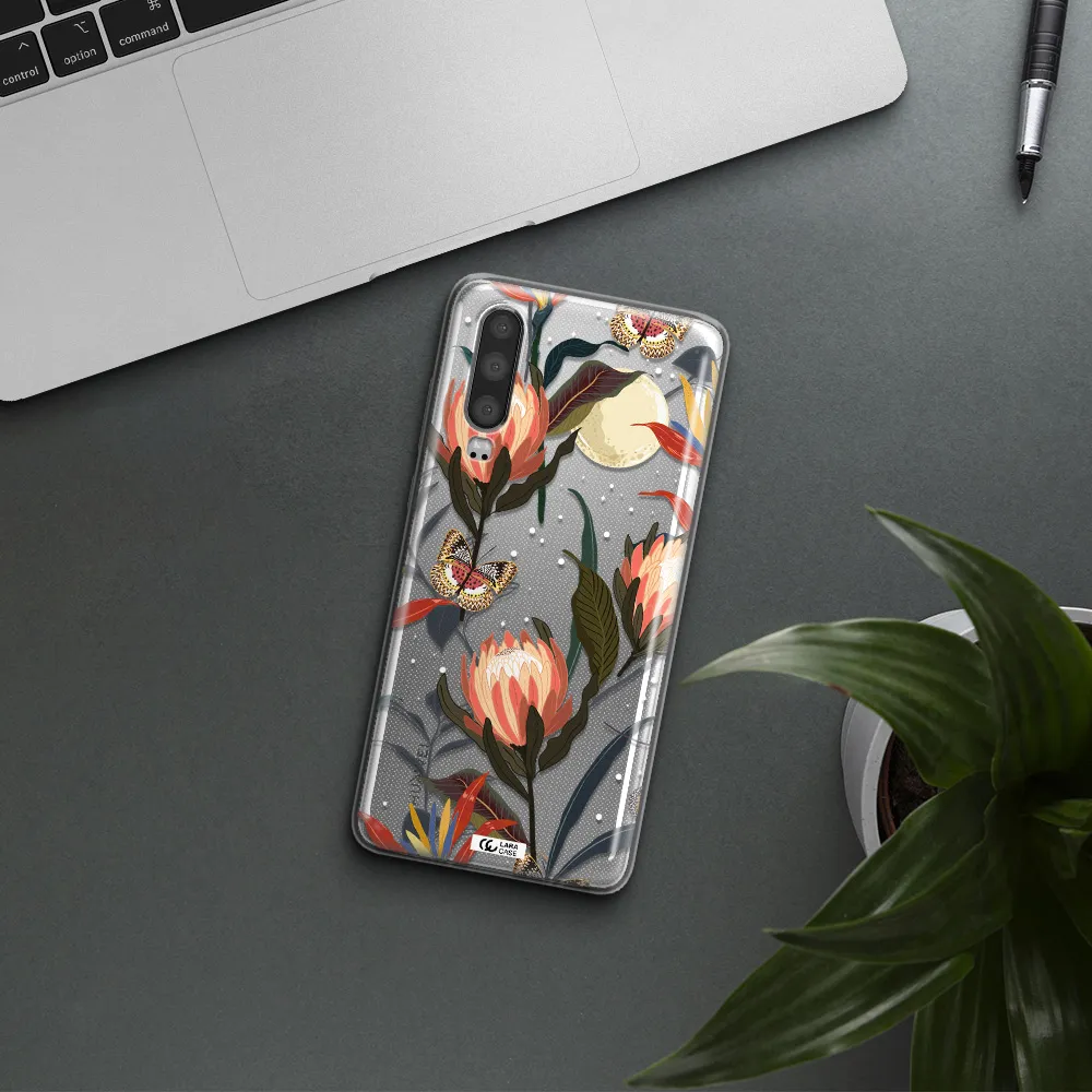 Moon Butterfly Flower Huawei P30 Clear TPU Case